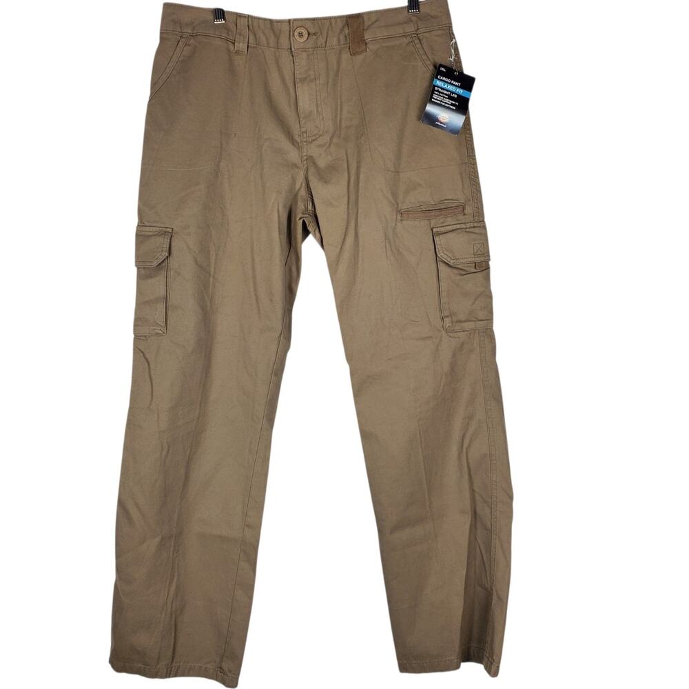 NEW Dickies Cargo Pants Womens Sz 16 Brown Relaxed Fit Straight Leg Cotton 32"